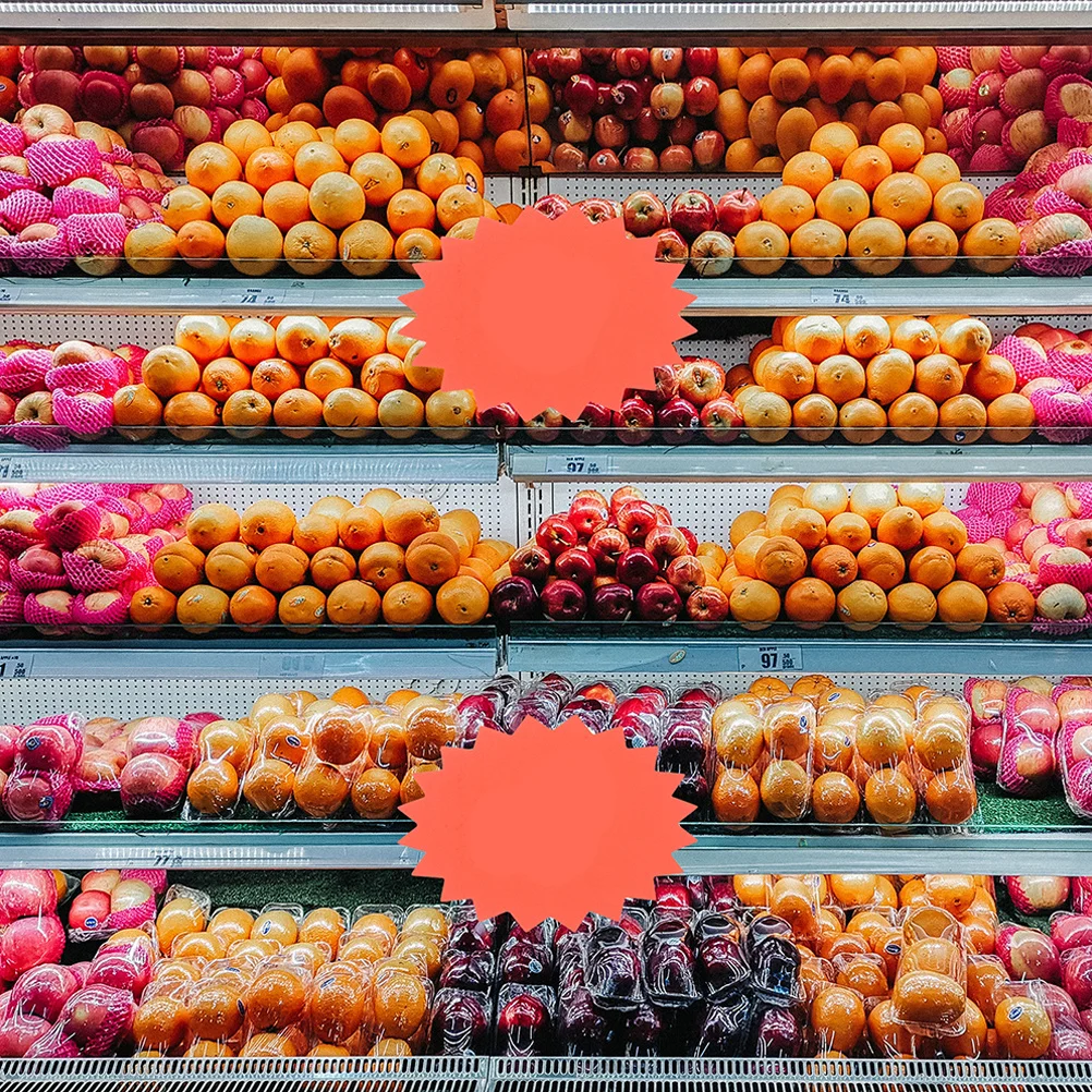 120 Stück Werbeartikel-Preisschilder, fluoreszierendes Papier, Explosionsform für Supermarkt, Laden, Display, Aufkleber, Warenetiketten, Ordner