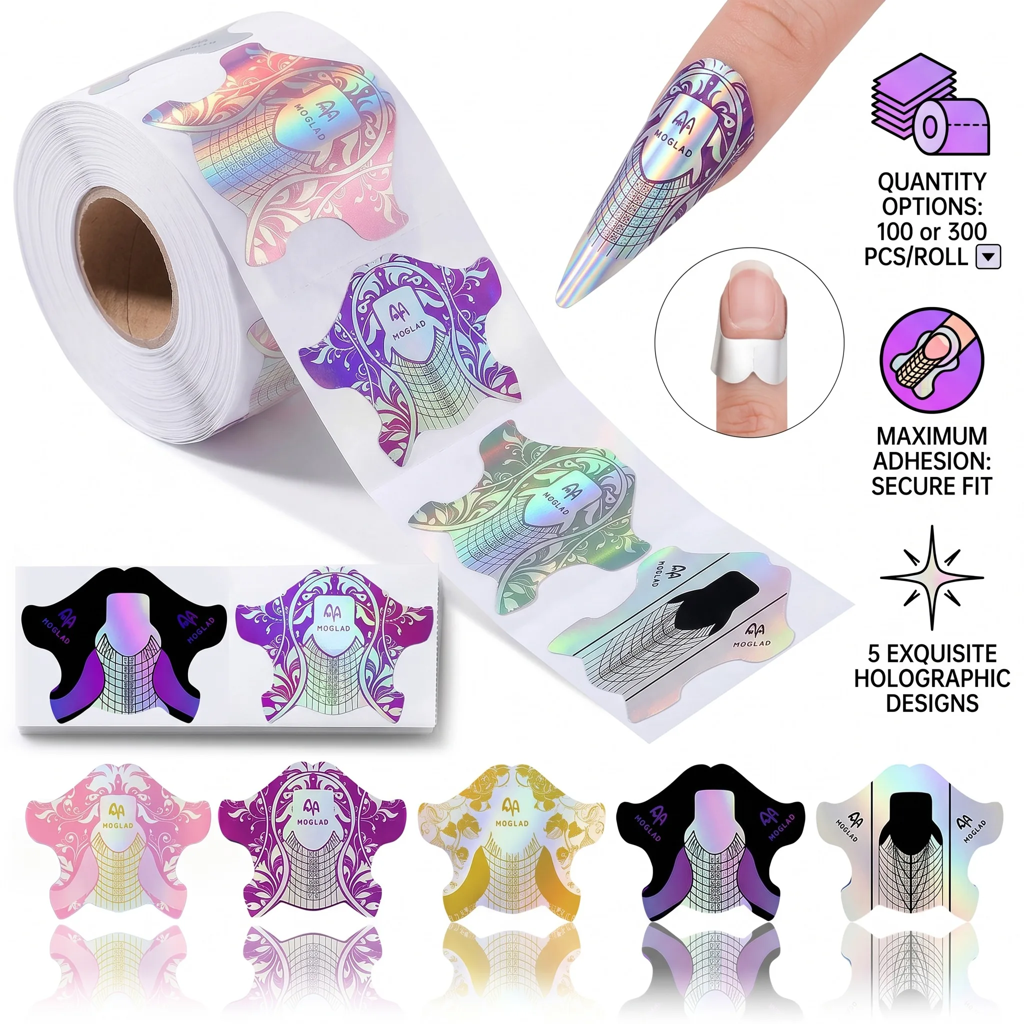 100/300Pcs Professional Long Nail Shapes Are Suitable For Acrylic Nails Polymer Nails Thick nail Extensions Colorful thickening