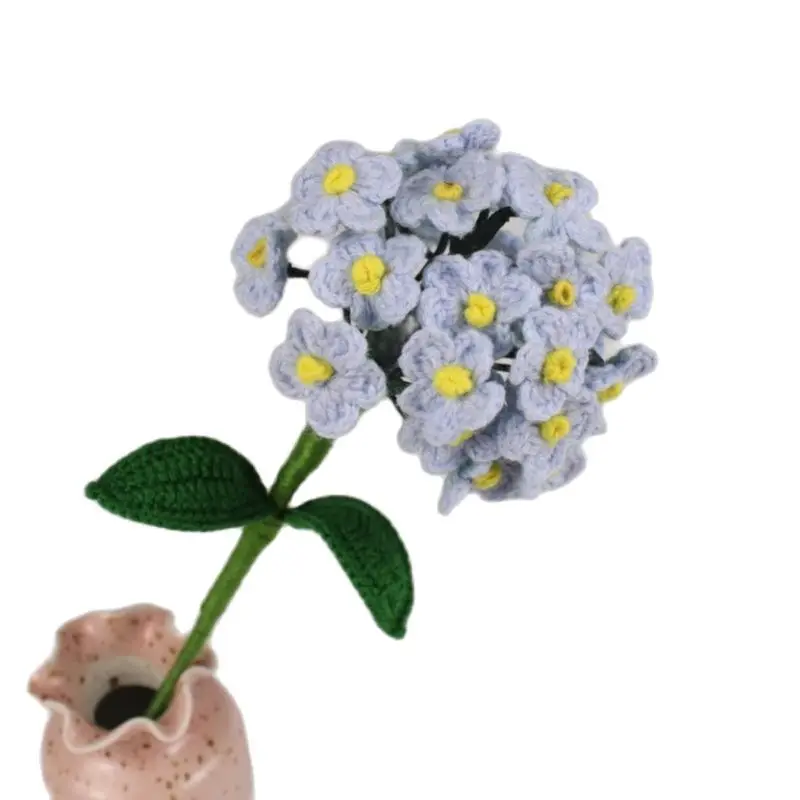 

3 Branches Artificial Flowers Light Blue Hydrangea Wedding Bouquet DIY Accessories Simulation Flowers Hydrangea Wool Knitted