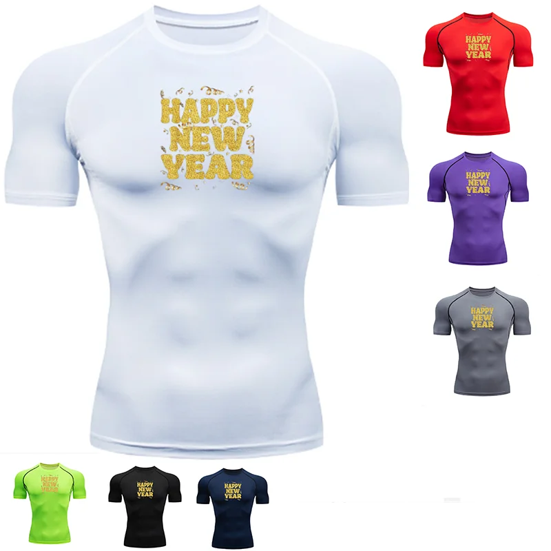 

Мужская эластичная быстросохнущая дышащая облегающая футболка с короткими рукавами и круглым вырезом, подходит для фитнеса в тренажерном зале, мяча для бега