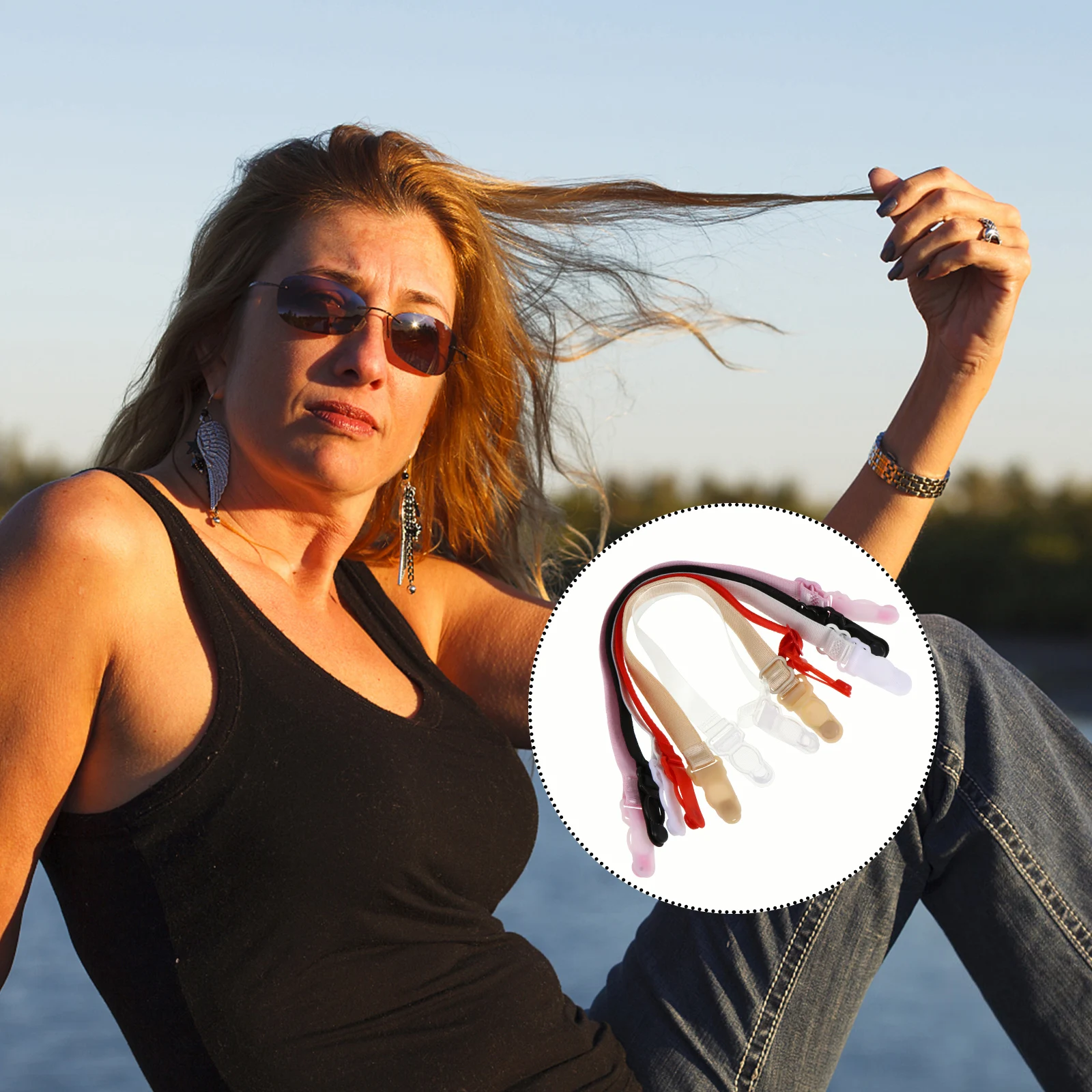 

6pcs Bra Strap Holders Women's Non-slip Adjustable Elastic Shoulder Belts Sports Exercise Compatible Bra Tank Tops