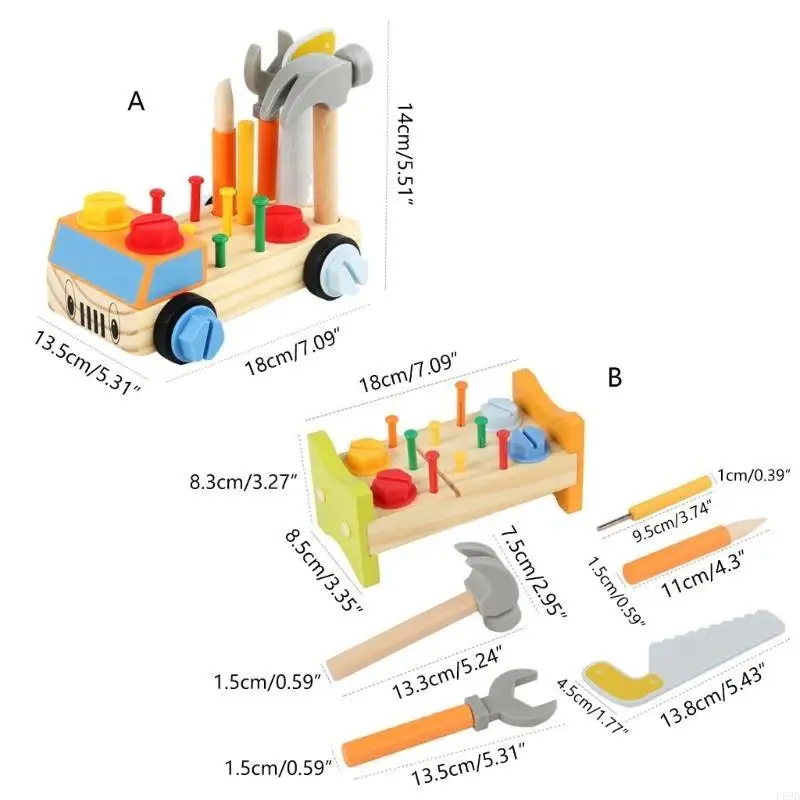 F62d Kinder Schraubenmutterbaugruppe Demontage Spielzeug Holz Hand-Augen-Gehirnentwicklungen Spielzeug Spielzeug