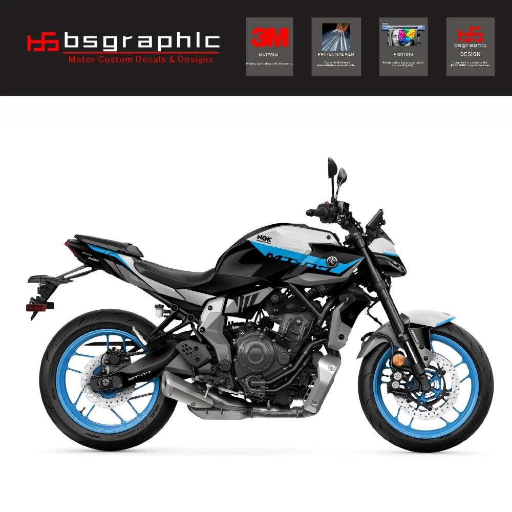 

Motorcycle Body Fairing Protective Sticker Decal Street Bike Torque Graphic Kit Grey For Yamaha Mt-07 MT07 2025 2026