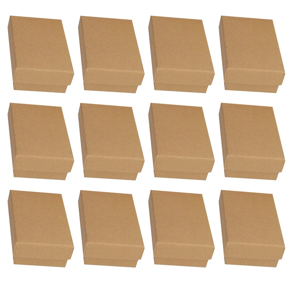 24Pcs Retro Kraft Paper Jewelry Boxes Small Gift Packaging Boxes Jewelry Storage Case for Rings Necklaces Earrings