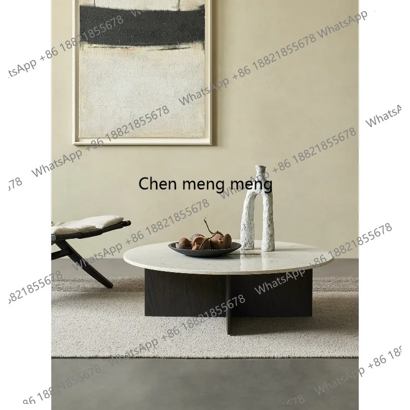 Origami coffee table marble round table log color living room modern light luxury small round tea table