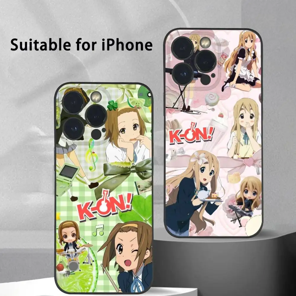 

Japan K-K-ONs Anime Cute Phone Case For IPhone 16 15 14 13 12 11 Pro Max Plus Mini Frosted Soft Shell Funda