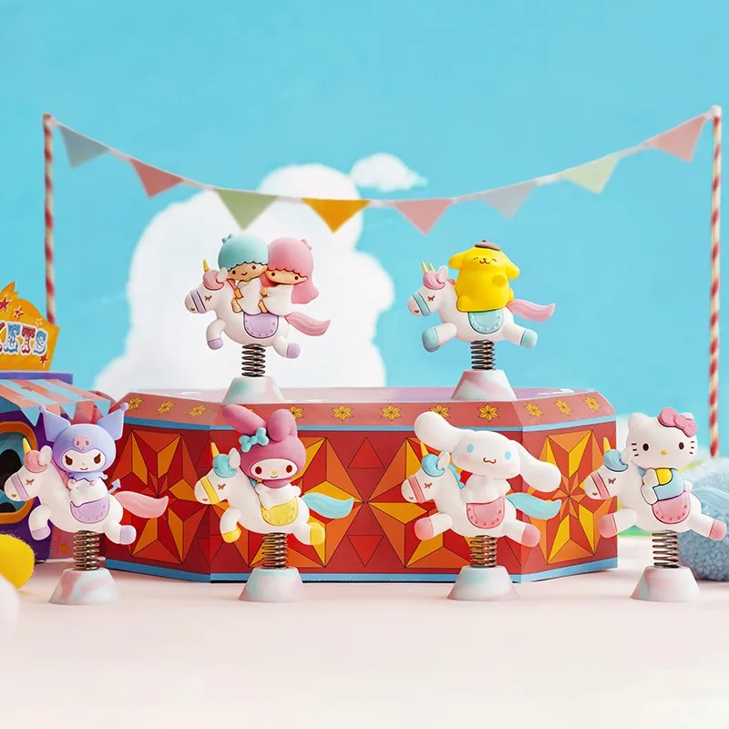 Sanrio Characters Childishness Rocking Horse Figurine Blind Box Melody Kuromi Pochacco Cinnamoroll Action Figure Table Ornaments