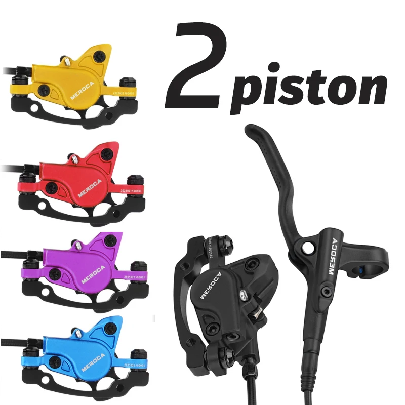 

MEROCA 2 piston Hydraulic Brakes Disc Brake Kit Double Piston Brake Bicycle Hydraulic Left Rear Front for Mtb Bike