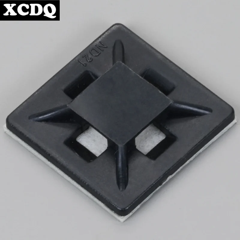 100 قطعة ذاتية اللصق النايلون رباط للكابل حامل البريدي التعادل مقعد ثابت PA66 مقاطع كابلات بلاستيكية 3M 1600T لاصق قوي التعادل جبل