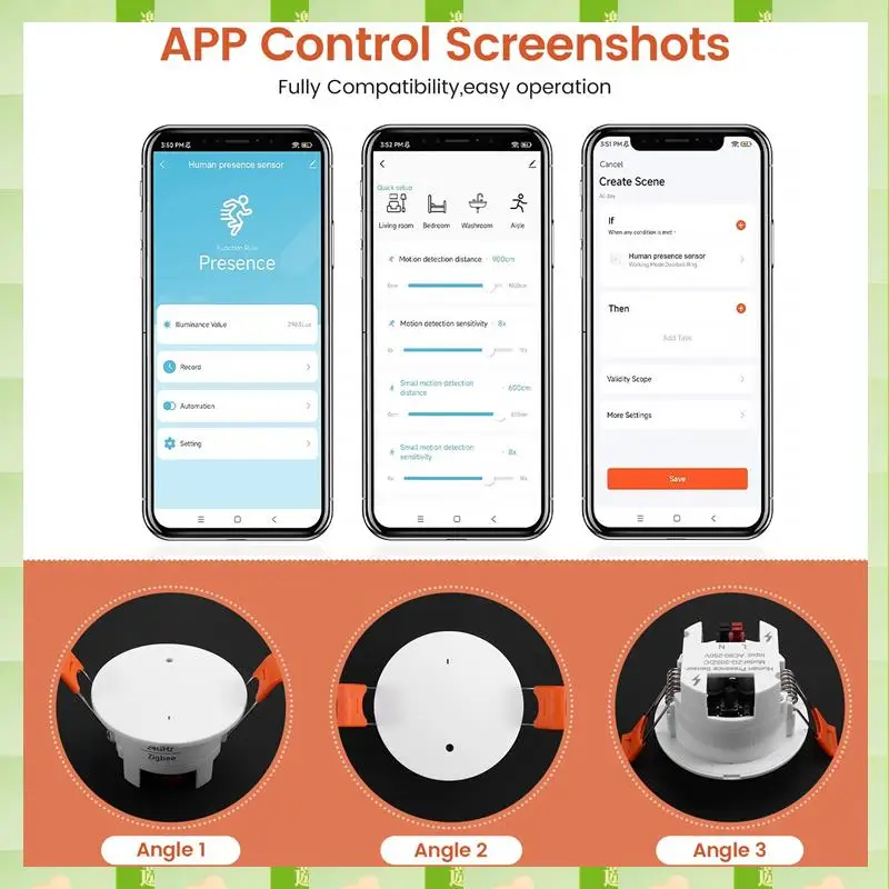 2025 Zigbee-24G Smart Human Presence Sensor mit Helligkeitserkennungsgenauigkeit Tuya Intelligent Human Micromotion Sensor, Zigbee-2