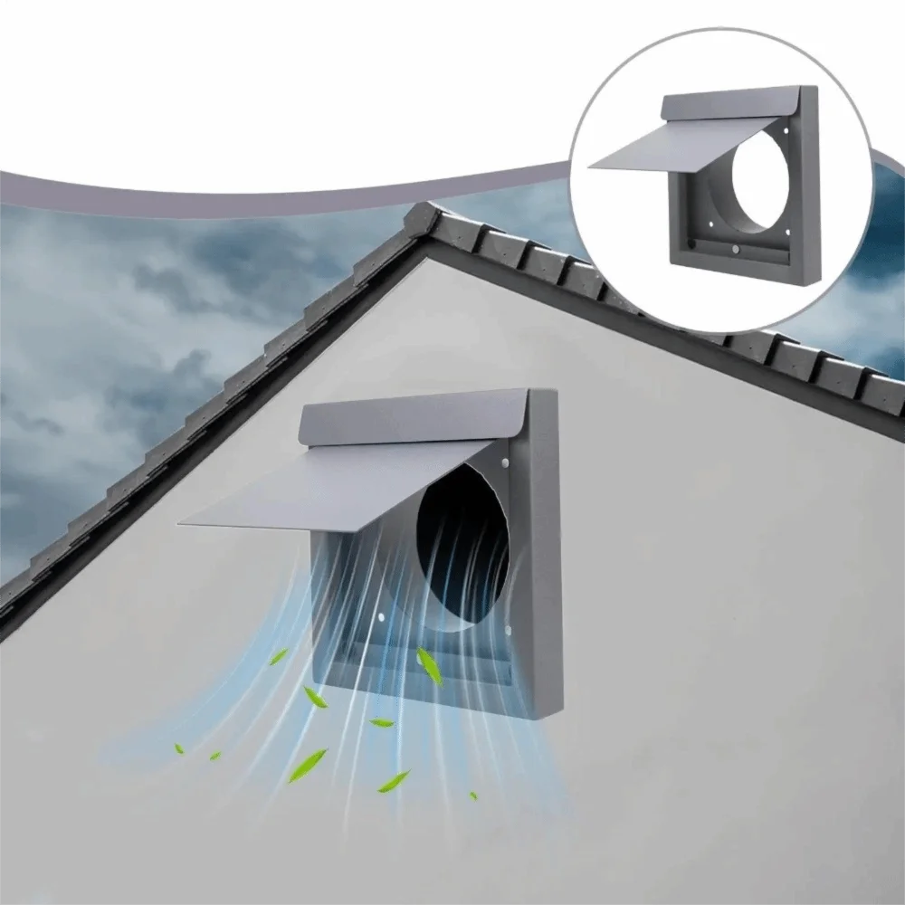 

Metal Dryer Vent Cover Weatherproof Anti-Backdraft Exterior Wall Vent Hood Safety 4 Inch Ventilation Grille Home Ventilation
