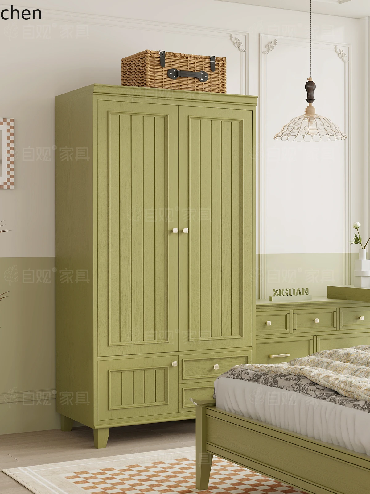 HT Solid Wood Wardrobe Bedroom Storage Cabinet Eco-friendly Wardrobe Finished Furniture