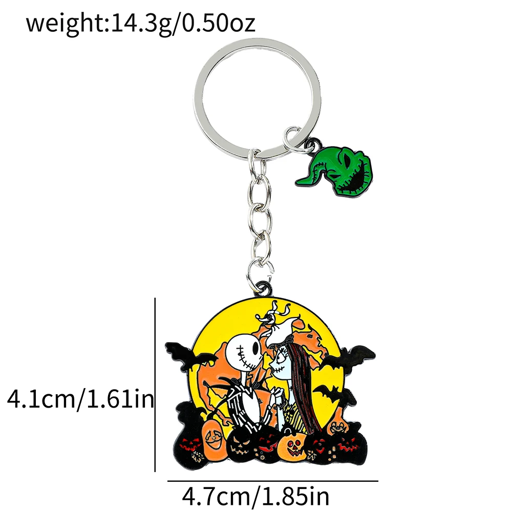 Disnes Movie The Nightmare Before Christmas Keychain Sally Jack Skellington Pendant Keyrings for Halloween Gifts Accessories image 3