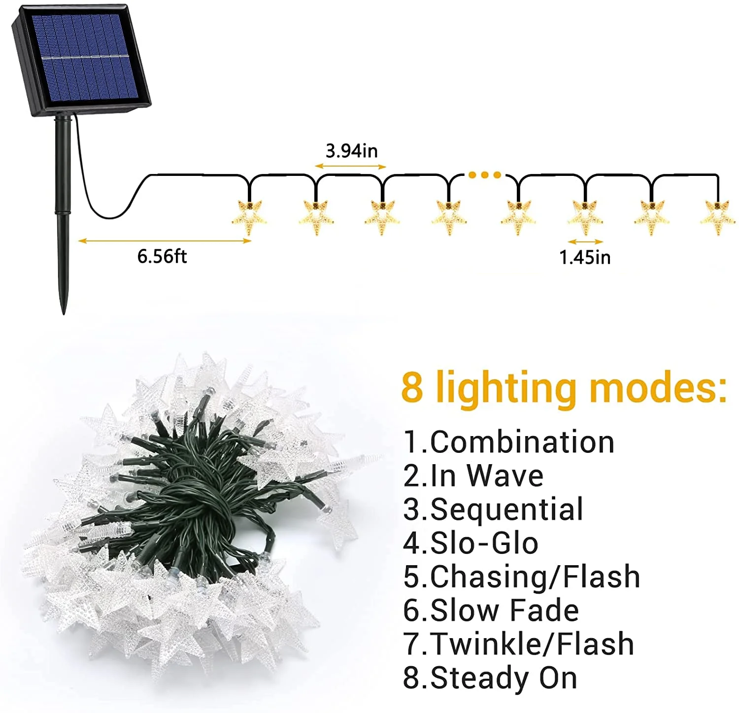 クリスマスデコレーション用のソーラースターライトガーランド,100/200 LED,屋外用,新年,クリスマス,結婚式用