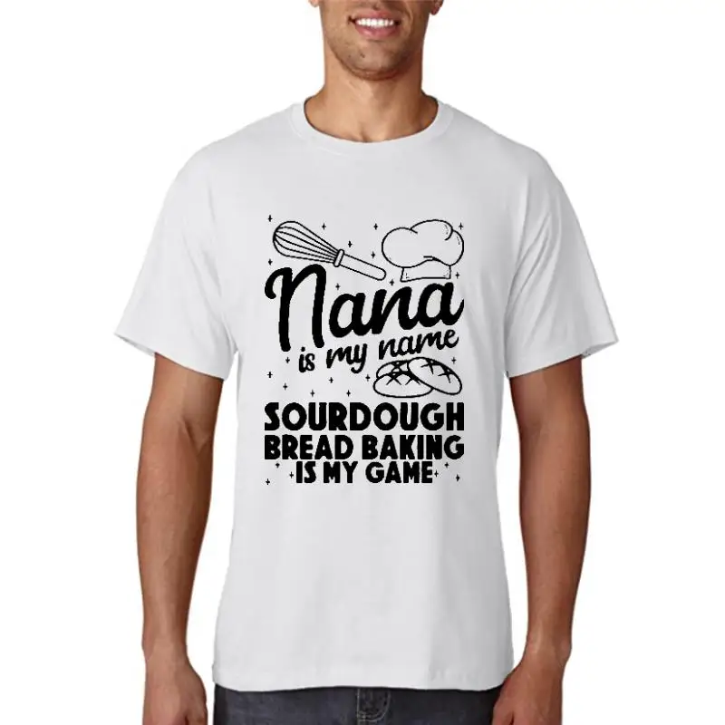 Oversize Graphic Bread Baking Print Men's T-Shirt Casual Hand-Painted Custom Design Clothing Fashion Men's Apparel