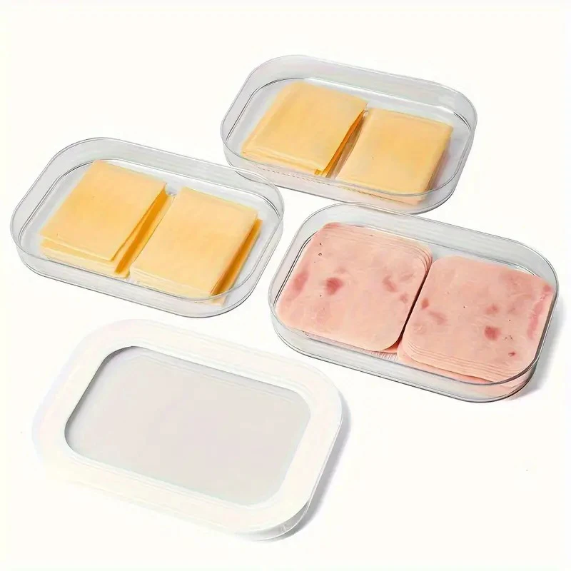 حاوية لحم مكونة من 3 طبقات للثلاجة، صناديق تخزين الطعام لجبن الخنزير المقدد القابلة للتكديس مع غطاء، حاويات إعداد الوجبات الباردة