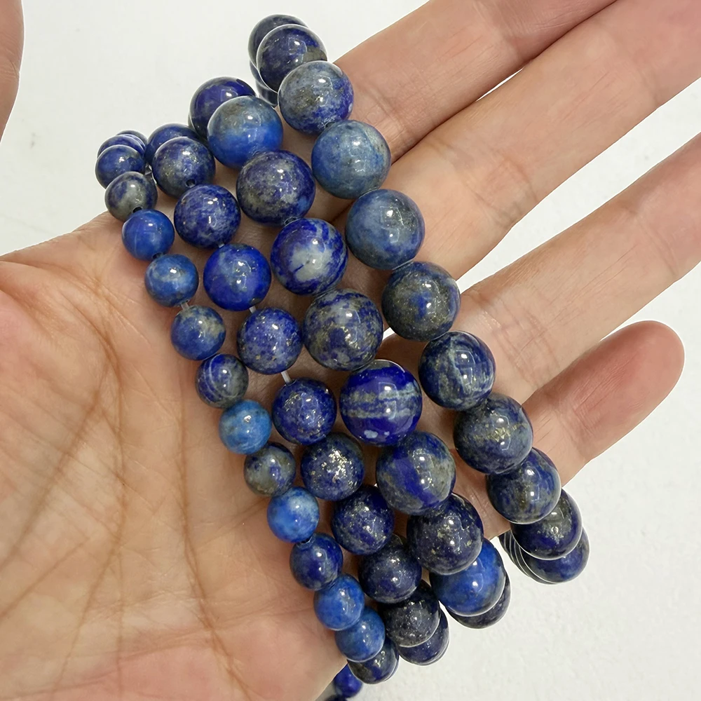 Natural Stone Semi-precious AA Afghanistan Lapis Lazuli Round Loose Beads 15