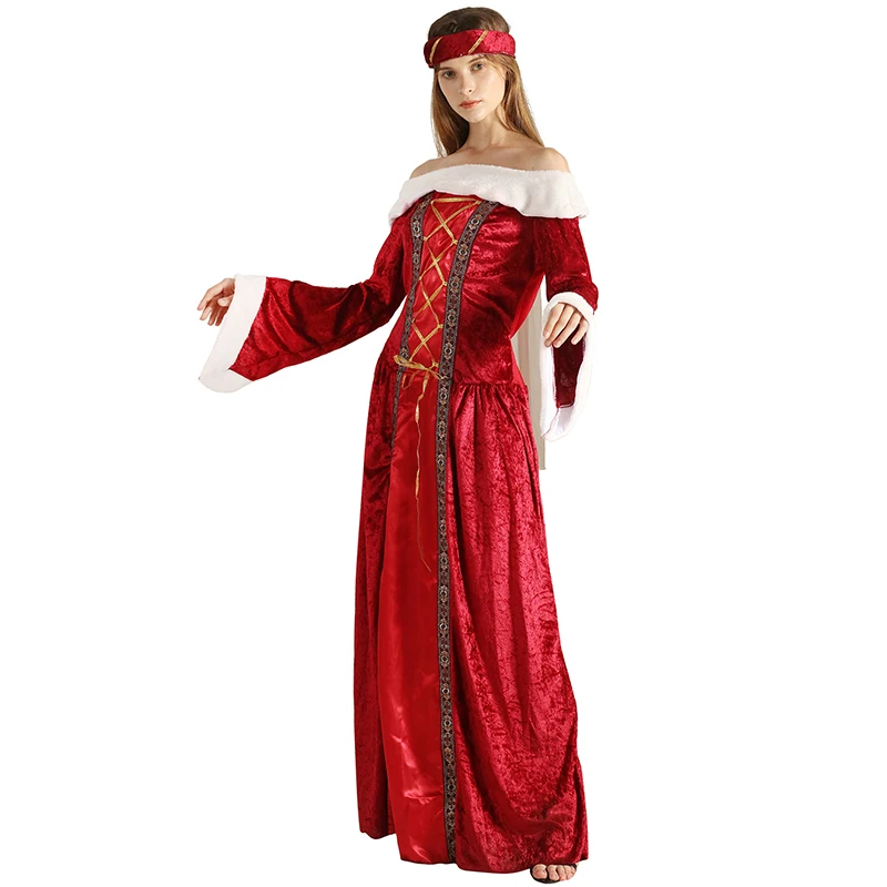 

Women Medieval Queen Cosplay Dresses Adult Renaissance Royal Off Shoulder Halloween Costume Carnival Easter Purim Fancy Dress