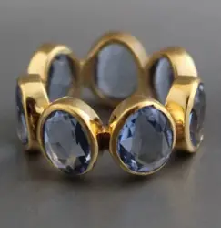KSRA Fashion Minimalist Creative Blue Color Round Zircon Rings Trend For Women Party Accessories Gifts Custom Jewelry