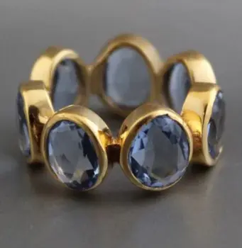 KSRA Fashion Minimalist Creative Blue Color Round Zircon Rings Trend For Women Party Accessories Gifts Custom Jewelry