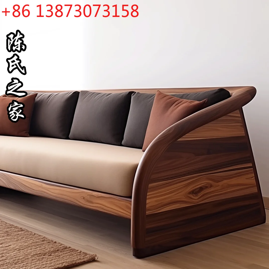 New Chinese-style household living room small apartment multi-person solid wood atmosphere sofa