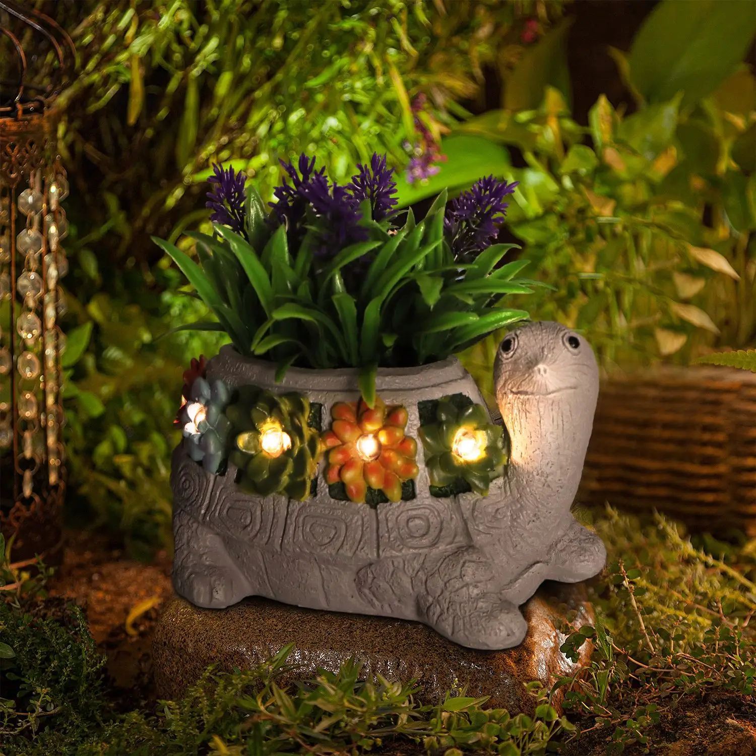 Outdoor Solar Light Turtle Potted Succulent Garden Lamp Courtyard Resin Lawn Decoration Outdoor Rainproof  Flower Planting