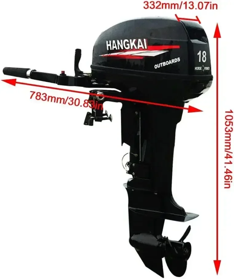 18HP 2 Stroke Outboard Motor, Fishing Boat Engine Water Cooling 246CC Heavy Duty Boat Engine Marine Engine with CDI Ignition