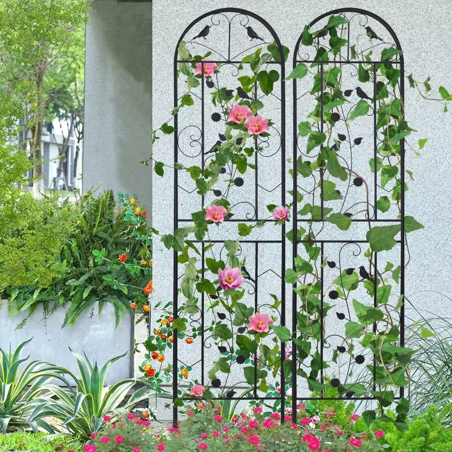 2 Pack Garden Trellis for Climbing Plants Potted Vines Vegetables Flowers Patio Metal Wire Lattices Grid Panels