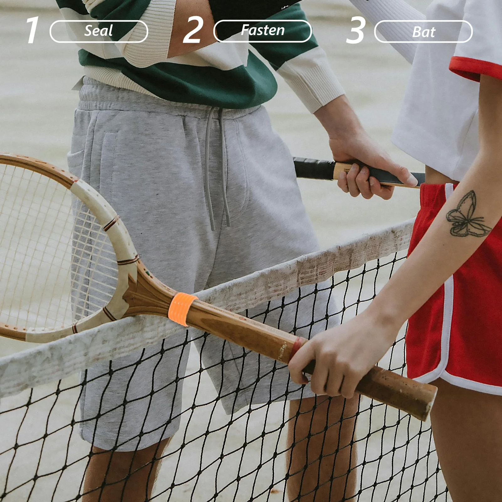 

8Pcs Reusable Racket Ring Easy Install Silicone Non-Slip Grip Protector Tennis Badminton Racket Bands Silicone Grip Ring