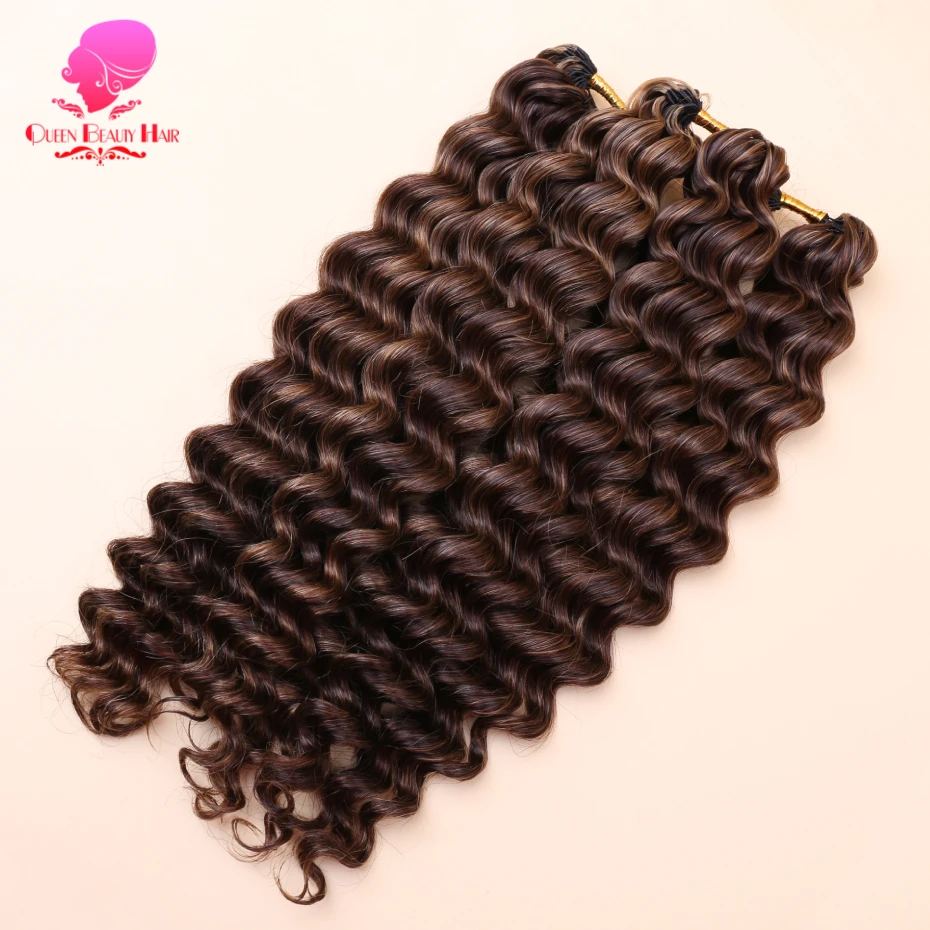 Highlight Deep Wave Feather Crochet Echthaar Unsichtbare Wunderknoten Haarverlängerung 100% Echthaar Farbige Boho Zöpfe – Detail 16