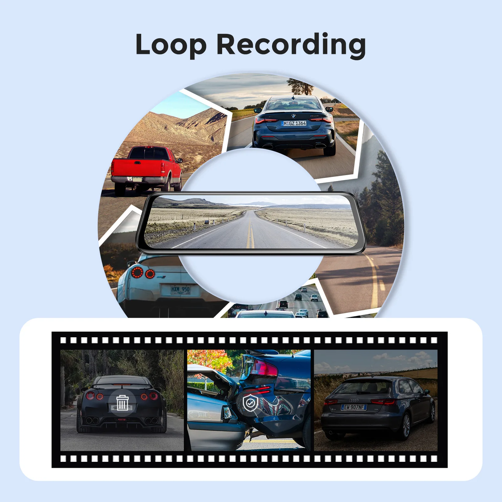 مسجل مرآة الرؤية الخلفية AR09 عدسة مزدوجة أمامية وخلفية 4K عالية الوضوح شاشة كبيرة زاوية واسعة #5