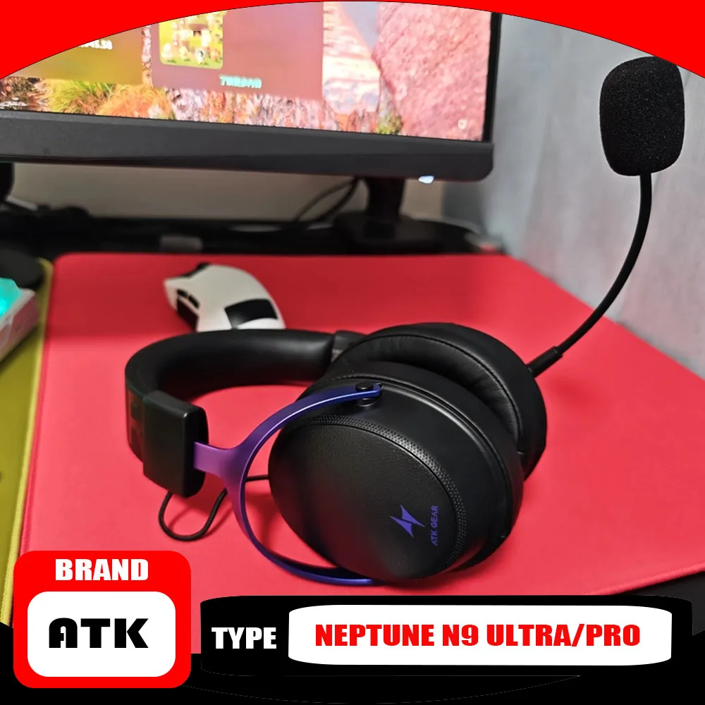 ATK Neptune N9 Ultra Pro Four Mode Wireless Gaming Headset Over Ear with Mic 53mm Titanium Driver  Esports Headphones Sensitive