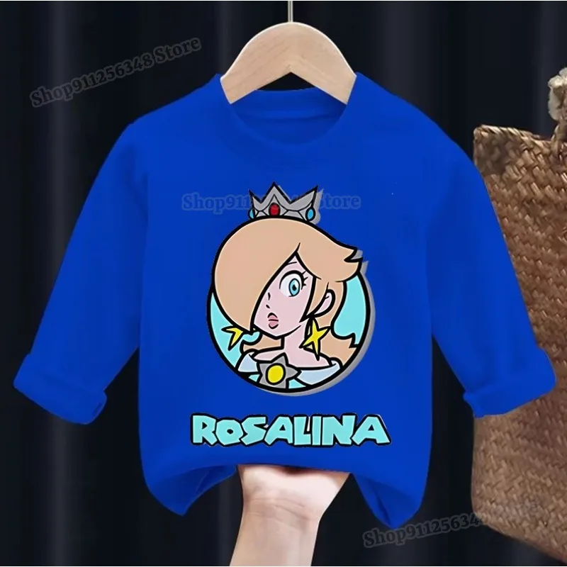 Super Marios Bros Koszulka z długim rękawem Dzieci Kolory Bluza Chłopcy Dziewczynki Ubrania Wiosna Jesień Pullover Cute Cartoon Tops Tees