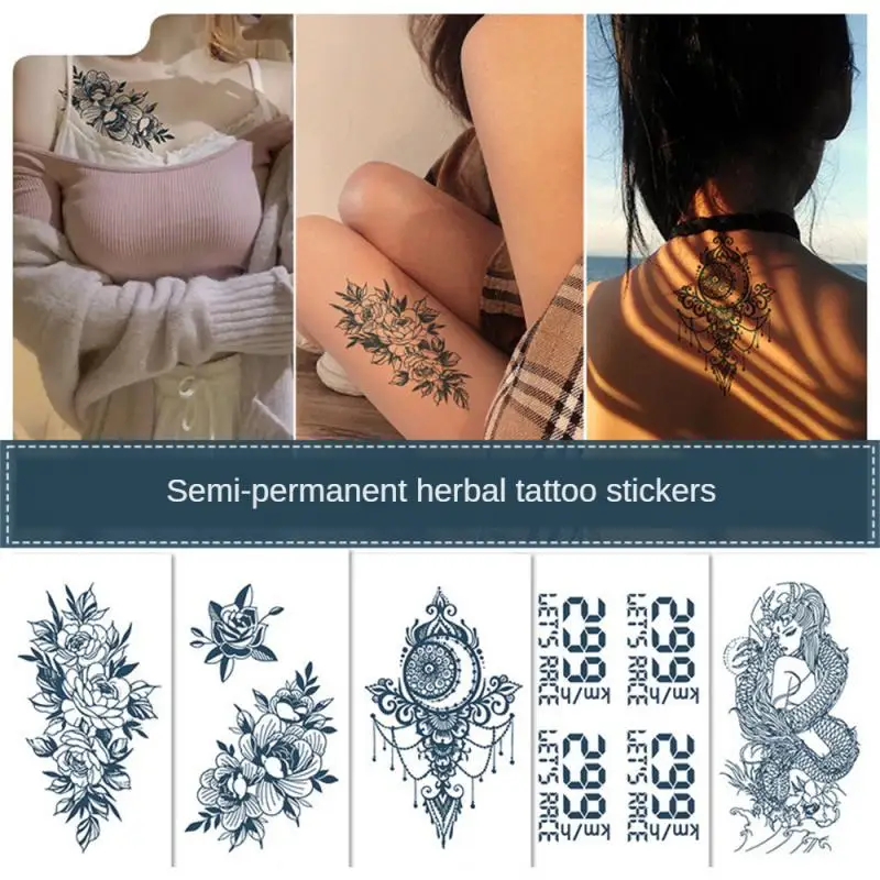 Juice Lasting Waterproof Temporary Tattoo Stickers Starry Sky Moon Flower Rose Flash Tattoos Woman Arm Ink Body Art Fake Tatto