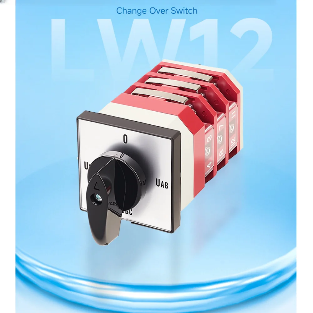 LW12 16/YH3.3 16A 3-Phase Changeover Switch AC380V DC220V with Neutral Position No N Wire for Electrical Installations