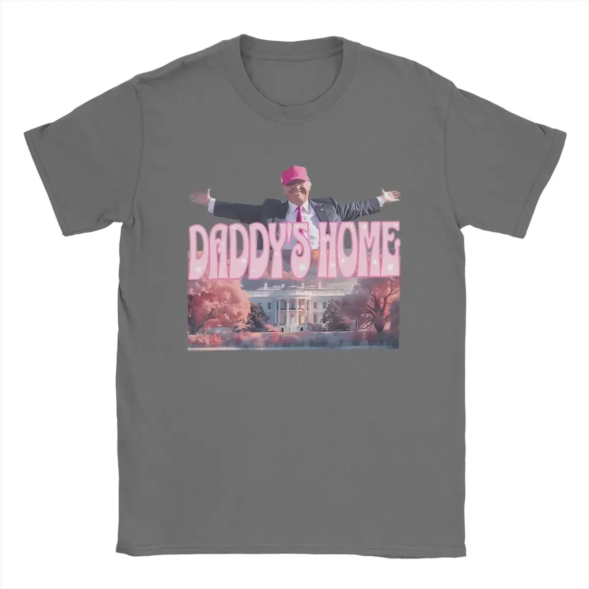 Men Women 2024 Donald Trump Pink Daddy's Home Shirt  Tee Clothing New Arrival Apparel Fashion Pure Cotton President T Shirt sale image 5