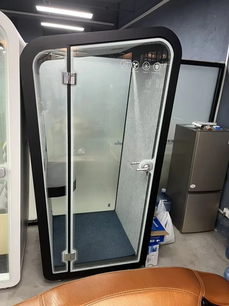H Black modern steel modular soundproof call booth, suitable for home office and hotel use, mobile rental booth
