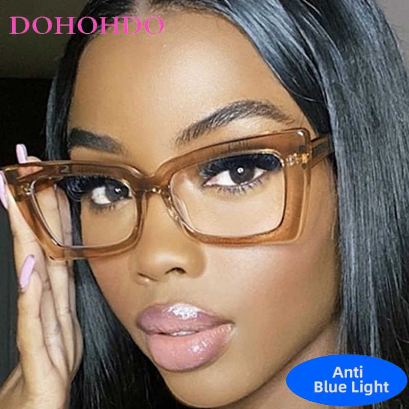 

Big Frame Vintage Square Cat Eye Glasses Women Luxury Brand Designer Computer Games Anti-Blue Light Eyewear Unisex Lentes Очки