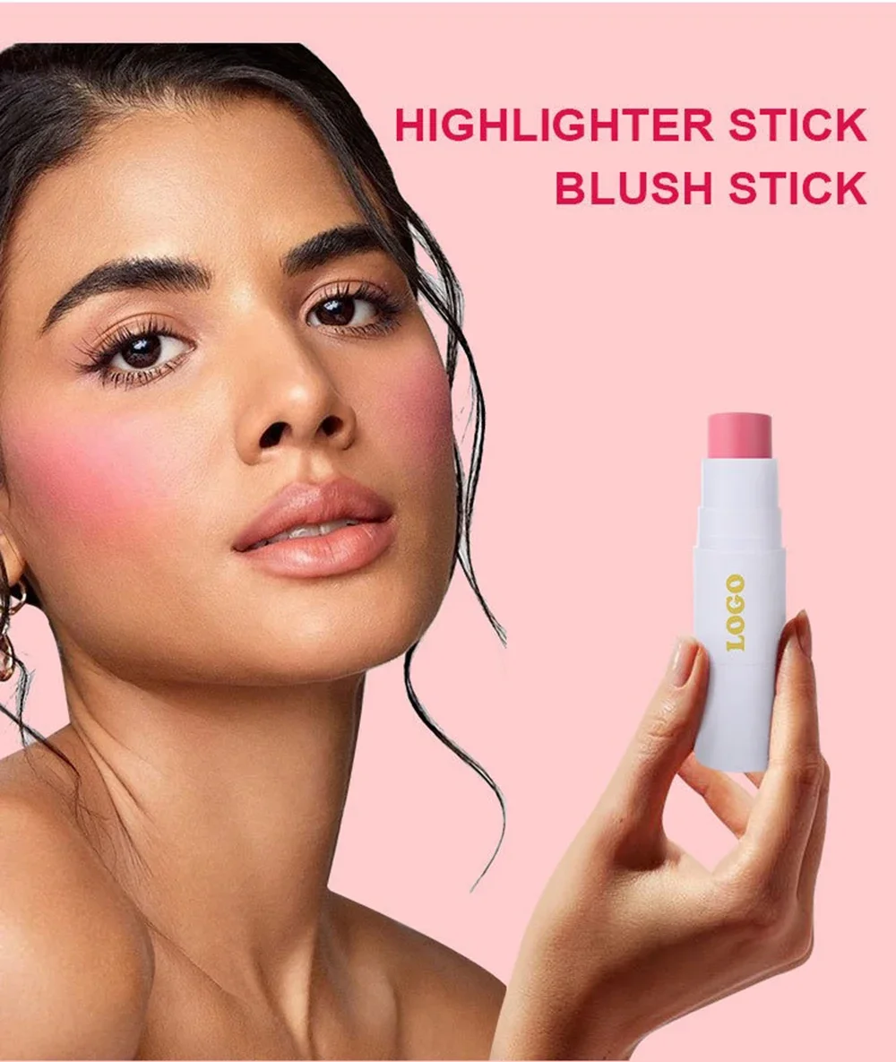 Single-head Blush Stick Private Label Pigment Multi-color Waterproof Non-smearing Brightening Makeup Custom Logo Wholesale Vegan