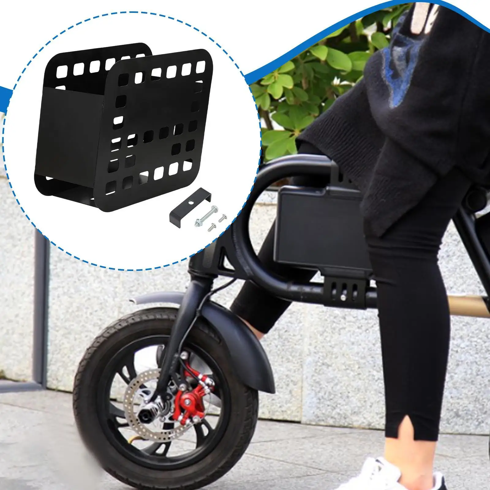 Bike Front Basket Organizer Openwork Design with Secure Mounting Heavy Duty Cargo Carrier for RX Quick Installation