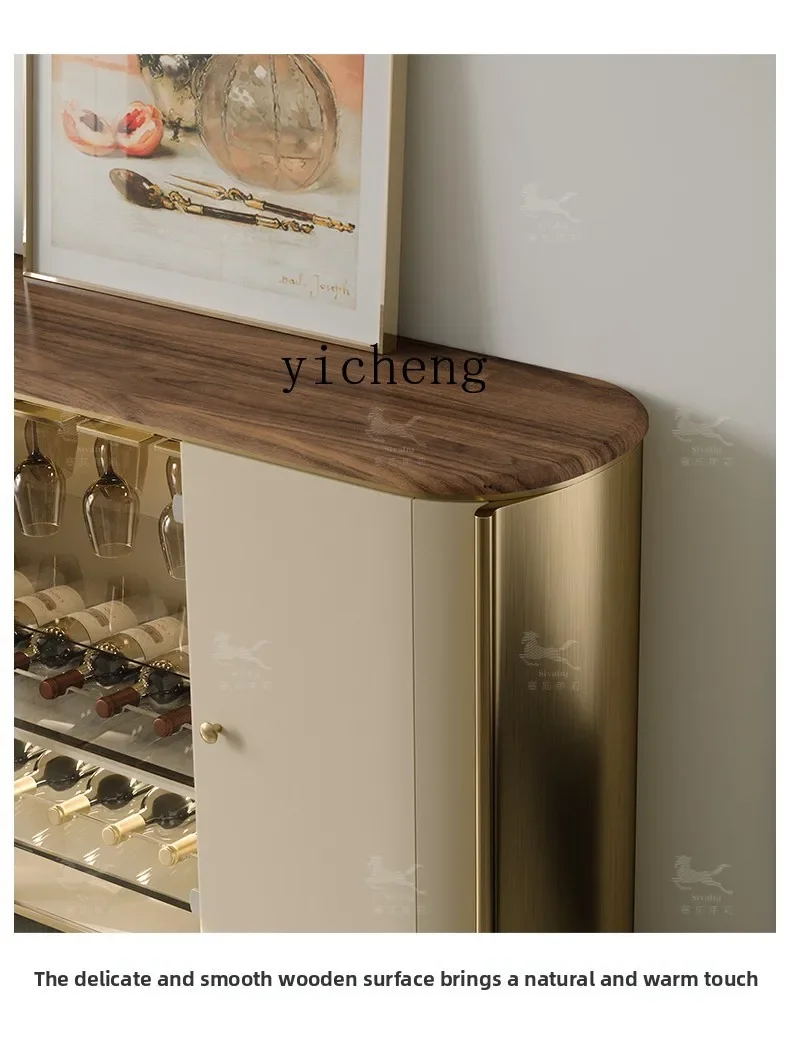 D27 Light Luxury Solid Wood Dining Side Cabinet Large Flat Floor Living Room Against The Wall Home Modern Multi-functional Locke