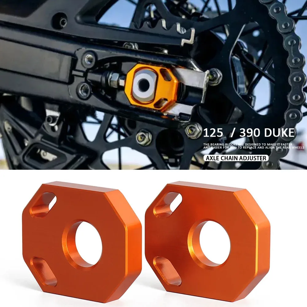 

2024 2025 For 125 DUKE 390 Duke 390Duke Motorcycle Rear Axle Block Chain Adjuster Orange With Logo Regulator Sliders Tensioner