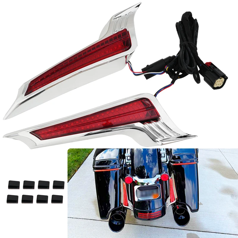 Chrome LED Saddlebag Run Brake Turn Signal Lights for Harley Touring Road King Street Glide 2014-Up Motorcycle Side Marker Lamp
