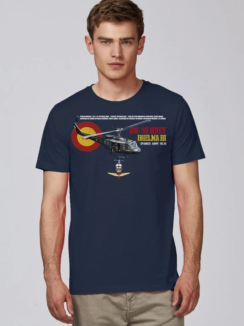 Spanish Army UH-1H Iroquois Huey Smokey III Helicopter T Shirt New 100% Cotton Short Sleeve O-Neck T-shirt Casual Mens Top