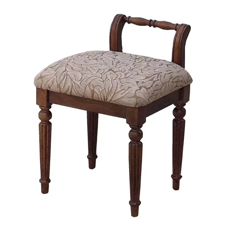 All solid wood dresser chair fabric soft bag retro princess stool