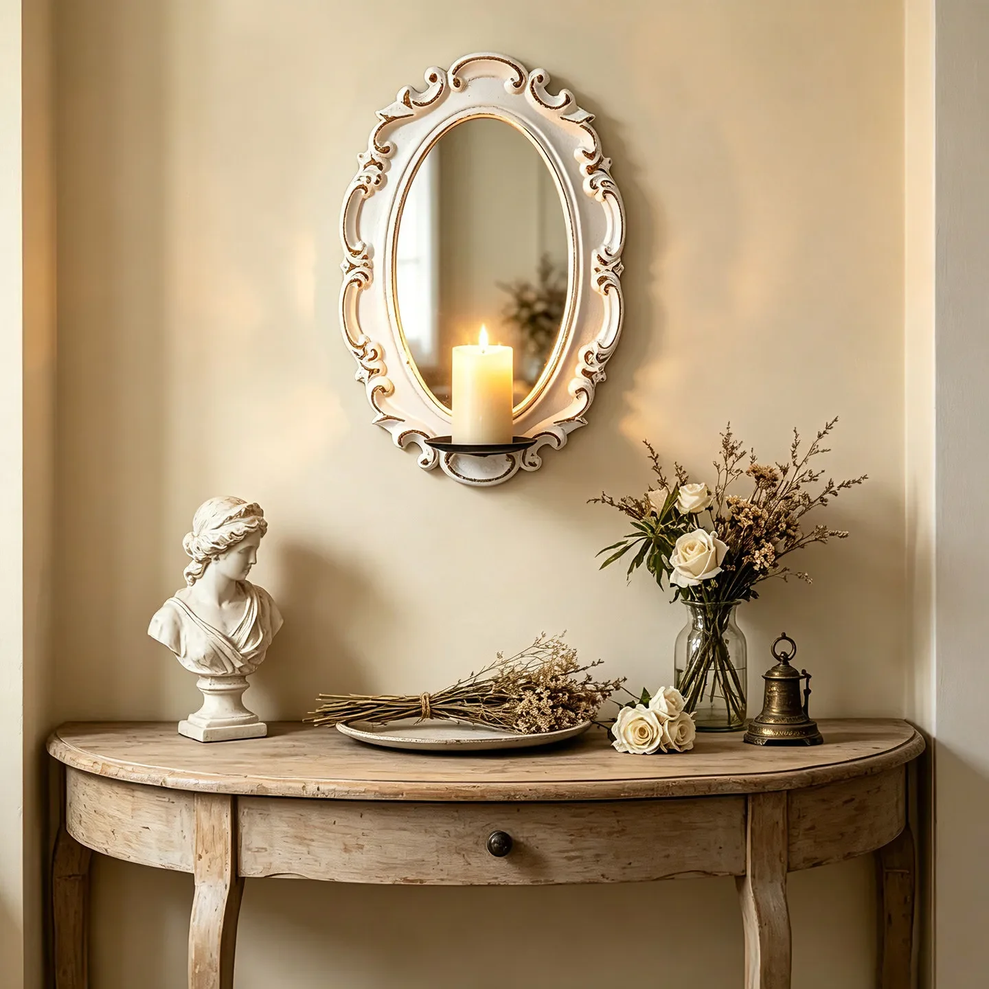 French retro carved wall mirror candle holder corridor wall decoration mirror candle holder B & B villa cafe wall decoration