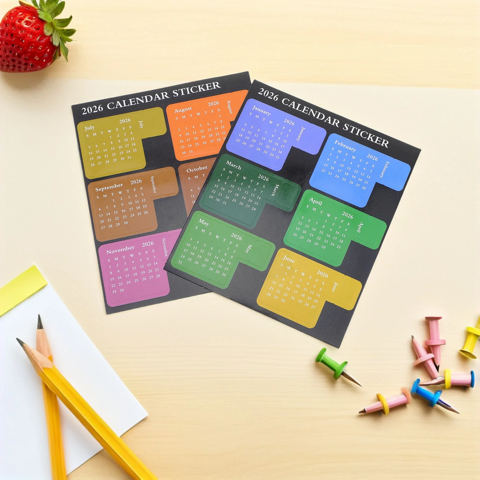 

6 set 6 Sets Calendar Sticky Tabs Month Labels for Planner Stickers Reliable Material Vibrant Colors Monthly January December