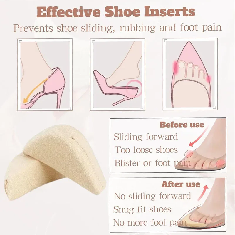 Toe Filler Inserts Shoes Too Big Unisex Breathable Soft Toe Plug Forefoot Pad Shoe Filler for High Heel Foot Pain Relief Women