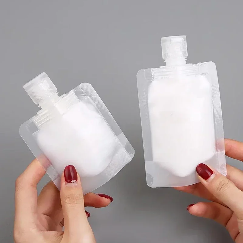 5 Pcs Portable Travel Fluid Makeup Packing Bag Transparent Clamshell Packaging Bag Spout Pouch Refillable Empty Squeeze Pouch