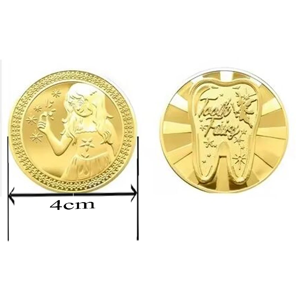 Tooth Fairy Gold Plated Commemorative Coin Children Tooth Change Gifts Physical Metal Coin For Child Collection